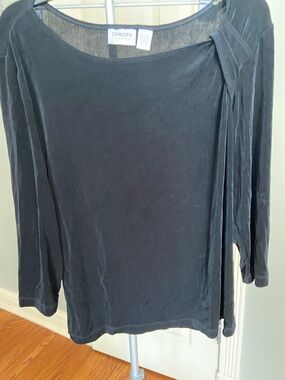 Chico's Black Long Sleeve Scoop-Neck Top Size 3 or XL equivalent